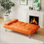 Canapé-lit pliant double en cuir orange 67 po avec dossier réglable et table basse 67 po pour espaces de vie compacts