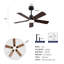 Ventilateur de plafond intérieur / extérieur intelligent de 42 po avec lumière, 6 pales noir / noyer à double finition, télécommande, DEL à intensité variable, moteur à courant continu silencieux à 6 vitesses, réversible