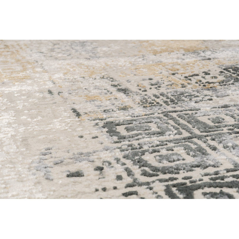 Tapis ivoire / ardoise Mulvihill, Rectangle 3 pi 11 po x 5 pi 7 po