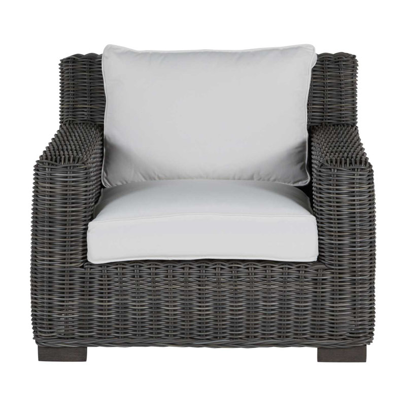 Rustic Woven Lounge Chair, Rollo Lace, Slate Gray, No Welt