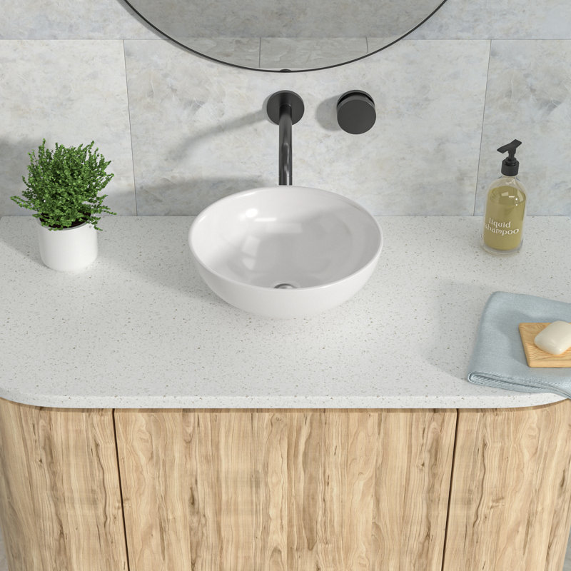 Kichae 16'' White Ceramic Circular Bathroom Sink