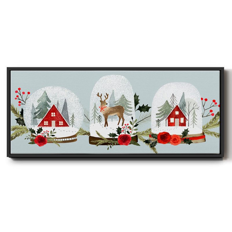 Snow Globe Village Collection D- Framed Canvas