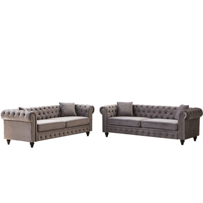 Salon moderne avec un tissu en velours doux, un design classique et des coussins en mousse à haute densité pour 6 sièges d'appoint