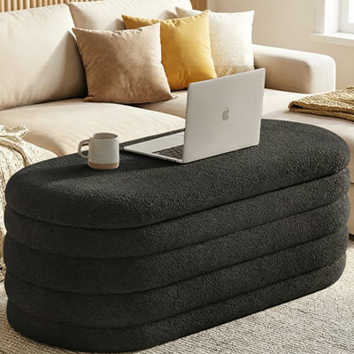 45" W Upholstered Storage Ottoman Bench, End of Bed Bench with Large Storage for Living Room, Bedroom, Entryway