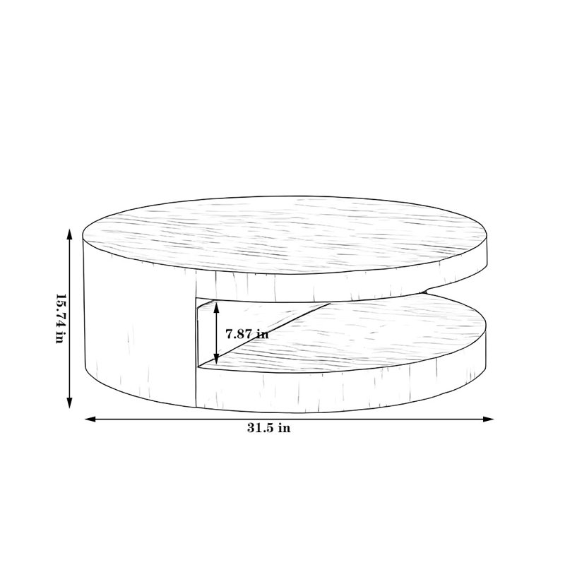 Table basse Vintage American, H 31,5 po x l 31,5 po x P 15,74 po