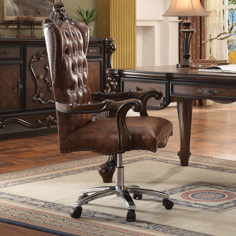 Castellano Executive Chair, Light Brown PU/Cherry Oak