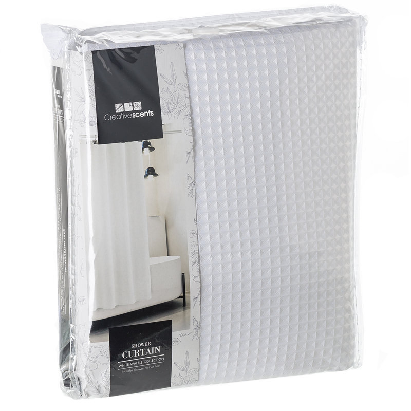 Rideau de douche simple gaufré Waffle, Blanc