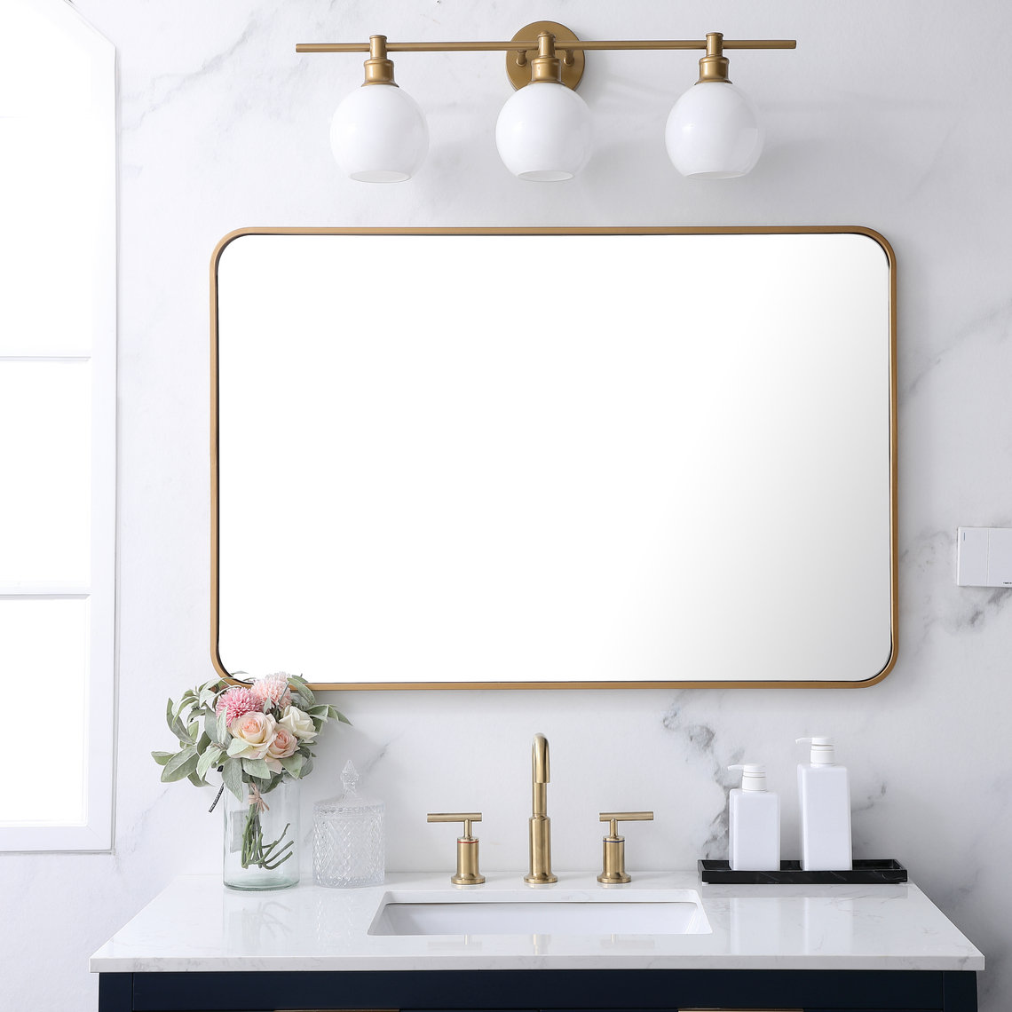 Sabine Accent Mirror, 40" x 27", Brass