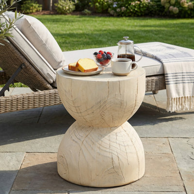 Sculptural End Tables, MGO Wood Look, Rustic Modern Indoor Outdoor Decor