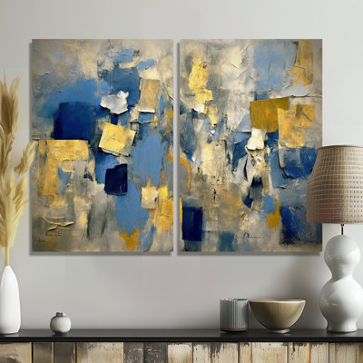 Lyrical Abstraction In Blue And Yellow II - Modern Canvas Wall Art