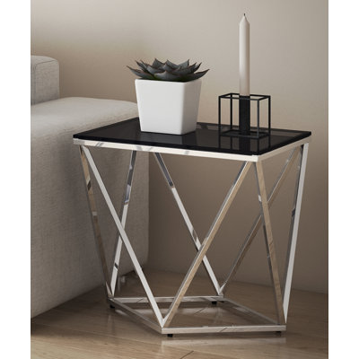 Gabriela Glass Top Pedestal End Table
