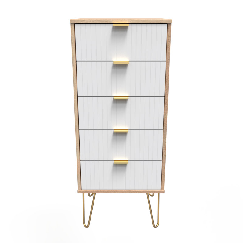 Beranda 45cm W Manufactured Wood Bedside Table, White Matt/Bardolino Oak
