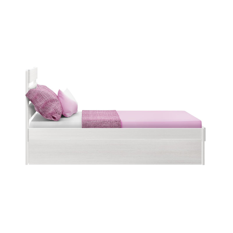 Decimus Solid Wood Platform Bed with Trundle, Twin, White Wash