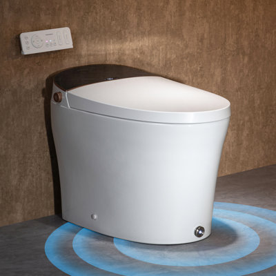 Modern Smart Toilet with Tank, Foam Shield, Digital Diplay, 1.06 Powerful Flush, Foot-Kick/Auto Flush, Warm Wash/Dryer, Soft Close Lid & Seat