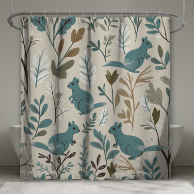 Squirrels And Leaves Shower Curtains Extra Long