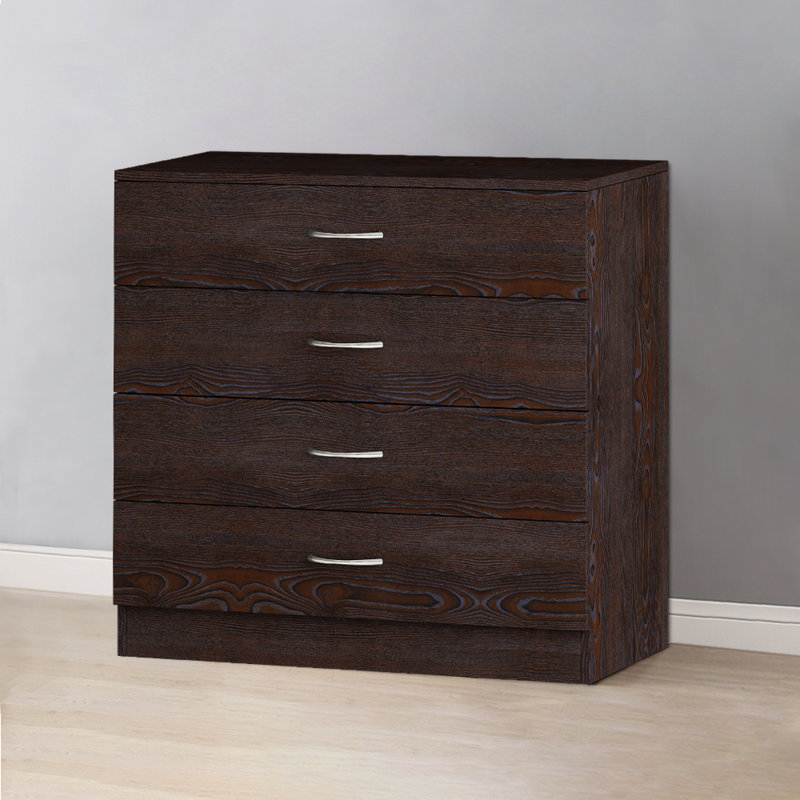 Deloice 4 Drawer 75Cm W Chest of Drawers Bedside Cabinet, Walnut