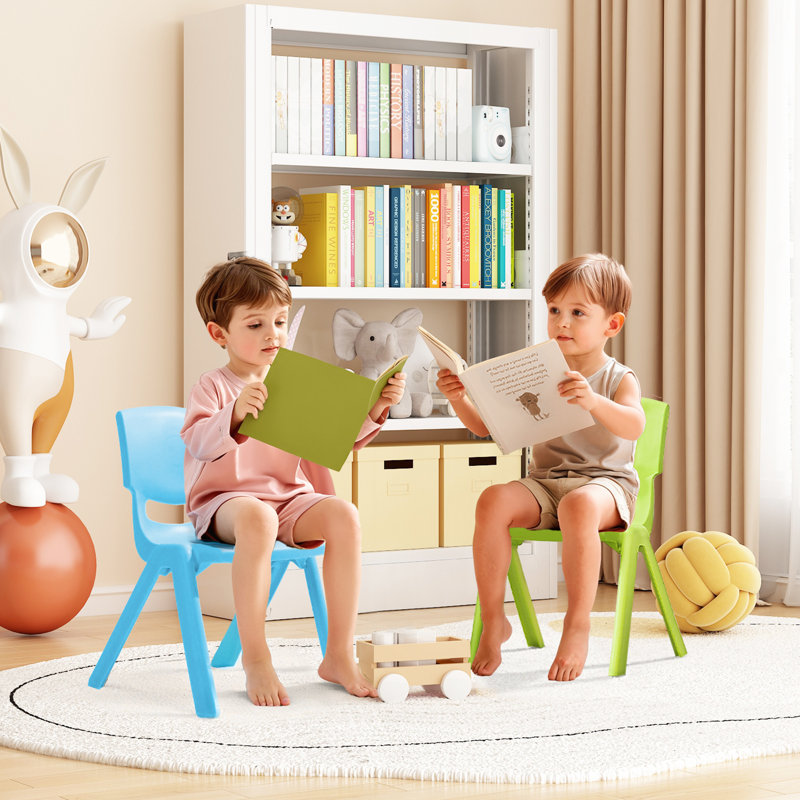6Pcs Stackable School Chairs, Colorful Kids Plastic Chair for Toddlers, Light Colors, 6