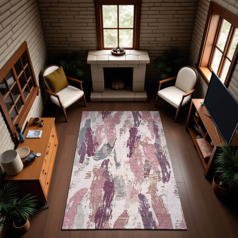 Tapis moderne de qualité supérieure lavable à la machine Harjo AMF1596, Rectangulaire 3 pi x 5 pi
