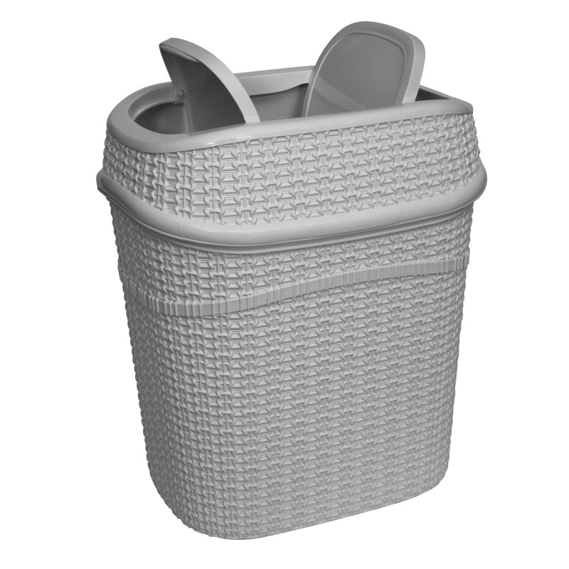 Bath Bliss 9.5 Liter Sailor Knot Swing Top Waste Bin in Grey , Gray