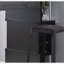 Table basse vieillie grise et noire avec 3 tablettes de rangement et un compartiment de verre à vin pour le salon