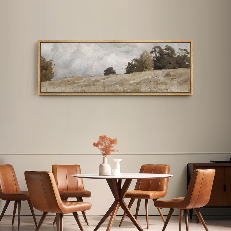 Rustic Countryside Clouds Natural Landscape, reproduction d'art sur toile, H 20 po x l 60 po, Naturel