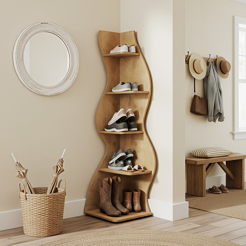 Arhab Corner Bookcase, Light Brown