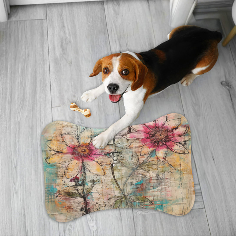 Antique Florals - 1 Piece Bone Shape Feeding Mat