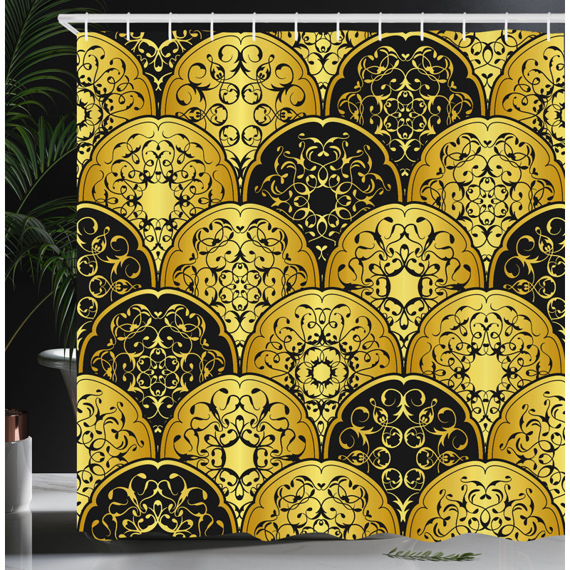Rideau de douche Maglione Mandala style cercles 33840, H 70 po x l 69 po