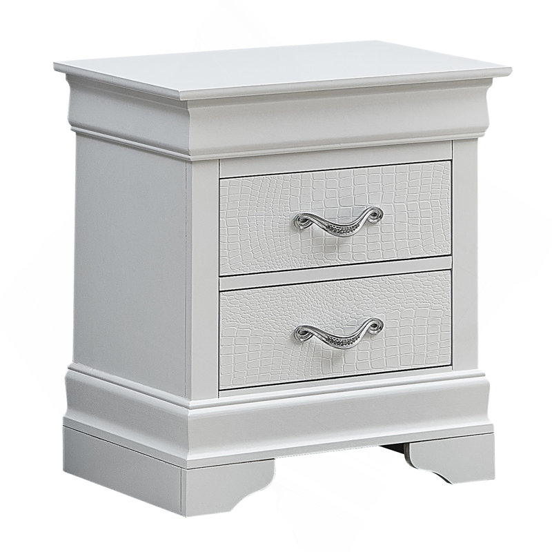 Elegant Transitional Nightstand In Silver Champagne