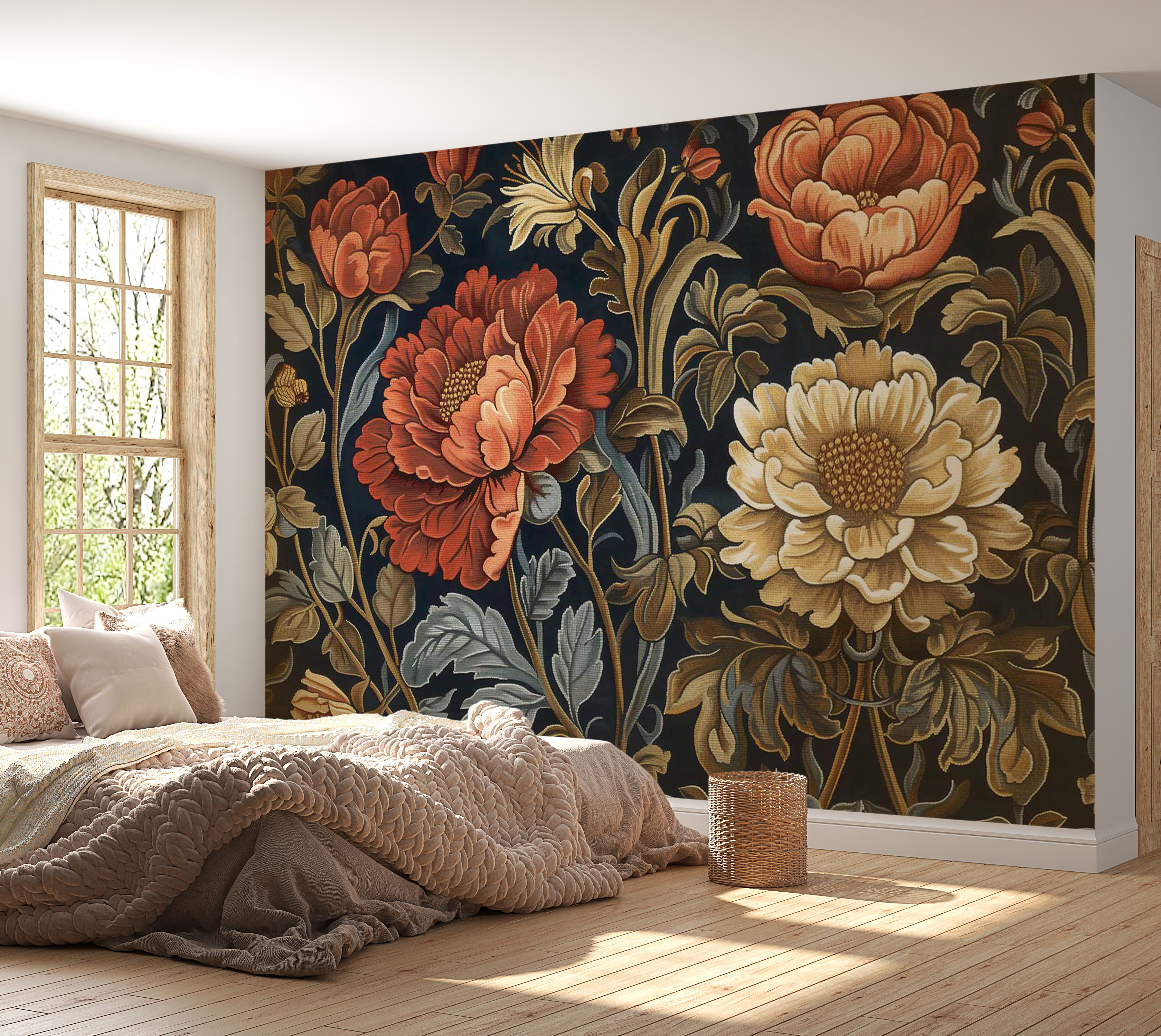 Red Barrel Studio® Floral Wallpaper Wall Mural - Large Flowers Kilim ...