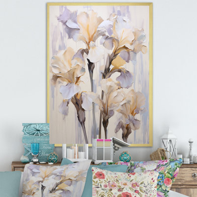 Beige, minimalisme, iris, pétales rayonnants V - iris, estampes murales