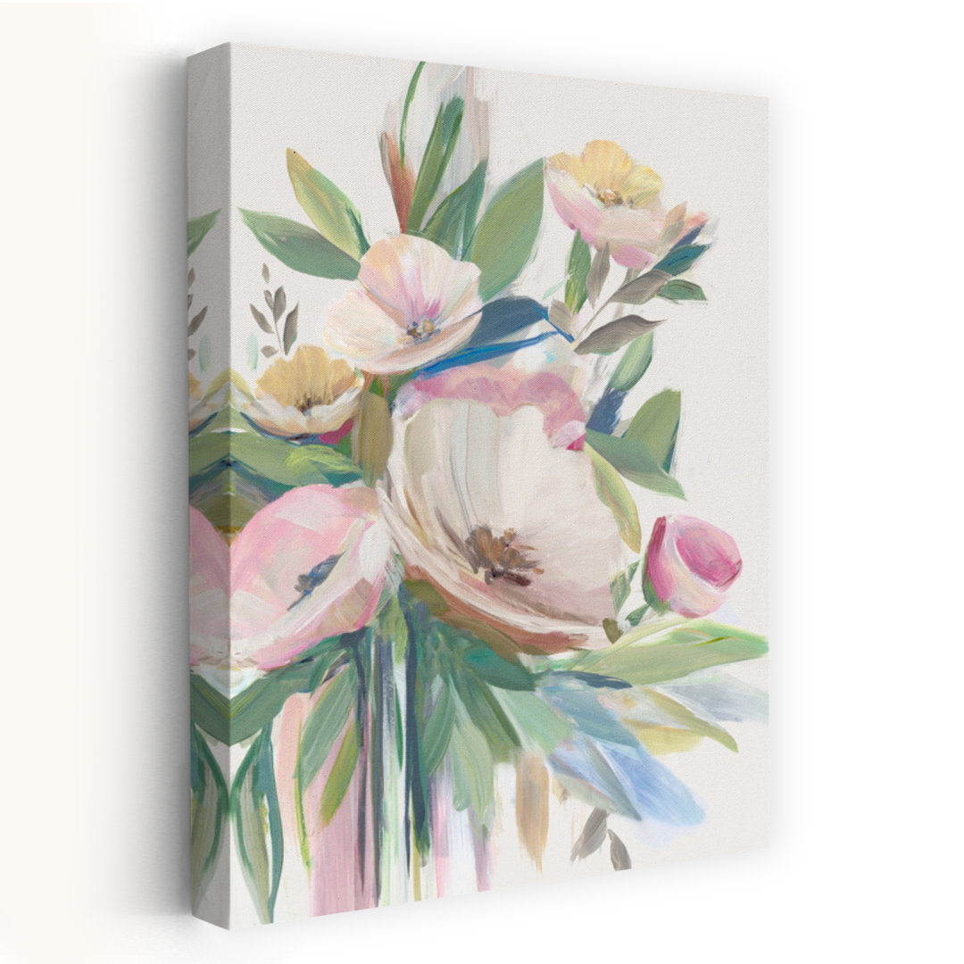 Blooming Pastel Bouquet Delight I Delicate Vibrant Nature Flower Wall Art Print