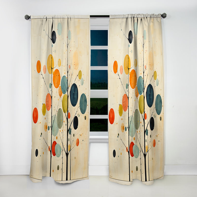 Beige Mid Century Minimalist Masterpiece - Minimalism Curtain - Velvet Room Darkening - 1 Panel, 52" W x 108" L