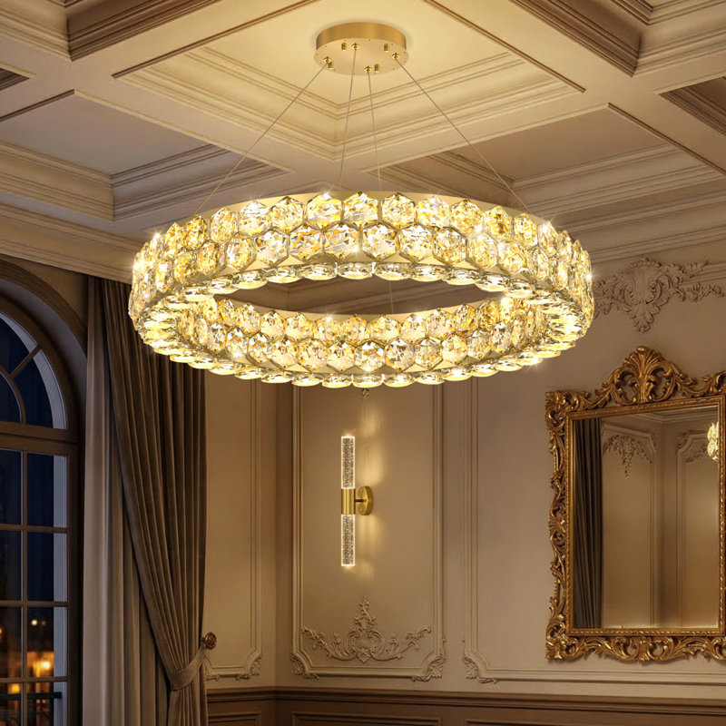 Led Dimmable Crytsal Chandelier, Gold