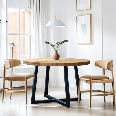 Table de salle à manger ronde avec quatre pieds en ardoise, finition en bois noir, 4 places, plateau en placages et en métal brossé, l 39 po x P 39 po, largeur renforcée de 39 po, hauteur de 26 po