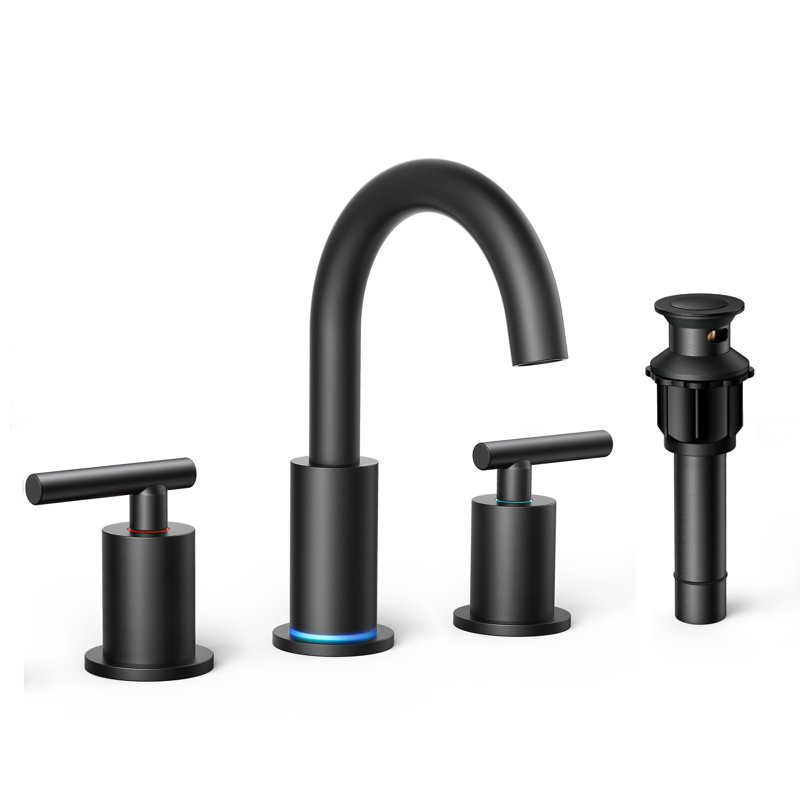 Celestine Widespread 2-handle Bathroom Faucet with Drain Assembly, Matte Black