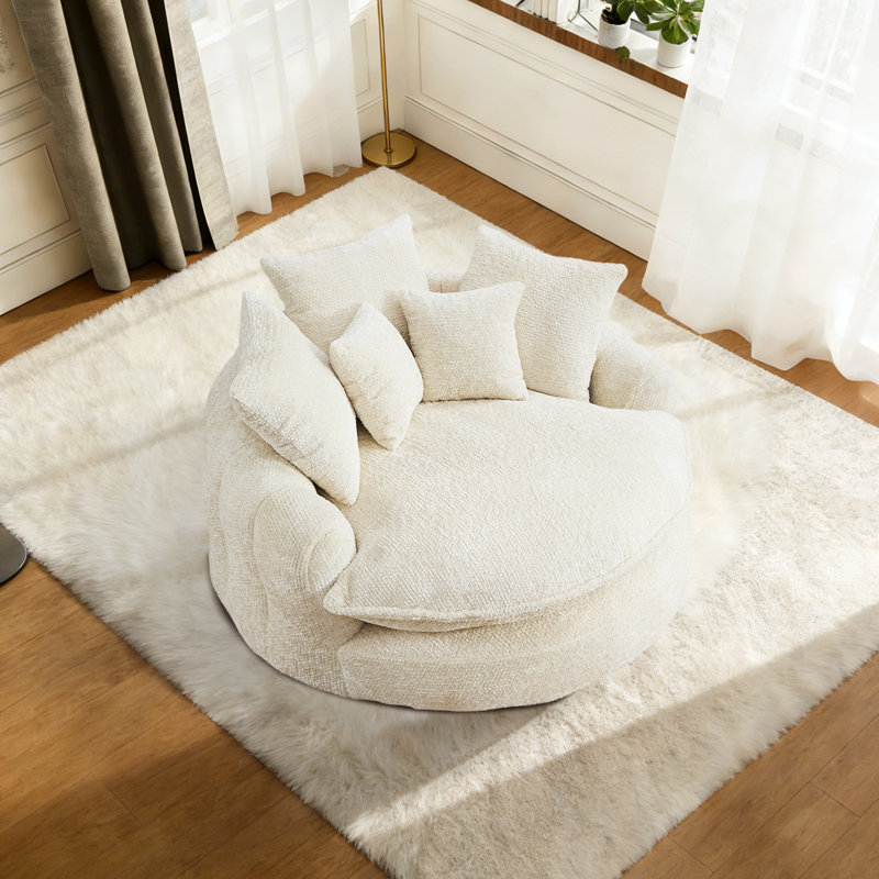 Boneless Oversized Round Sofa Chair, Beige