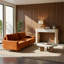 Console, deux tiroirs à poignées cachées, style Mid-Century moderne, table de couloir en panneau de fibres à densité moyenne