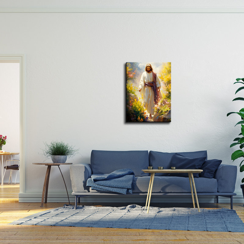 Jesus Christ encadré sur toile, H 24 po x l 18 po