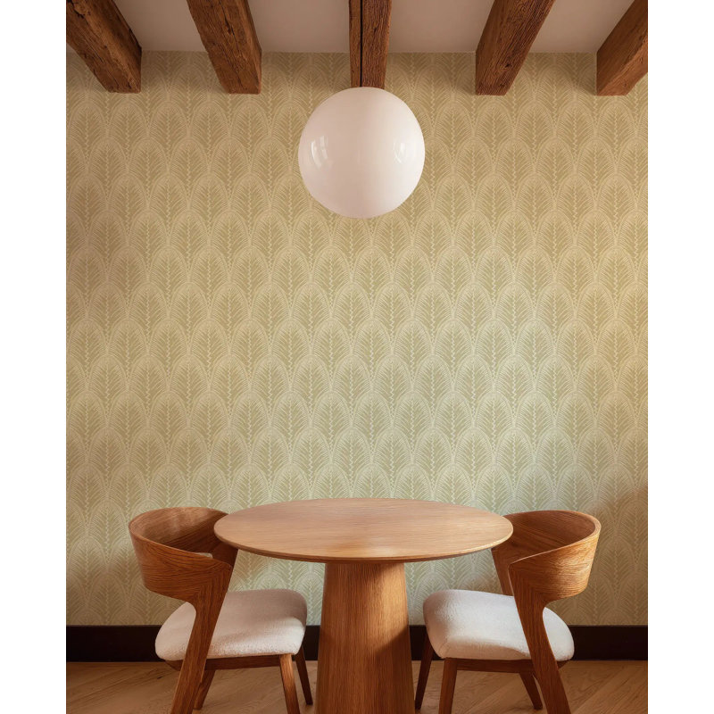 Fountain Fan - Wallpaper, Hazy Yellow, Premium Paper
