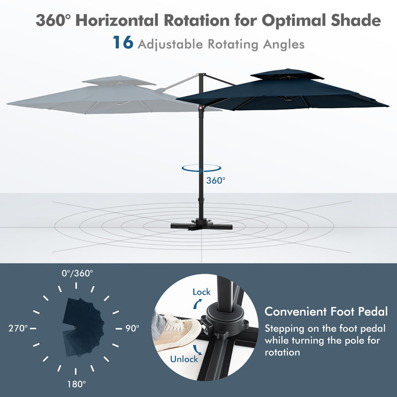Nocole 114'' Cantilever Umbrella, Navy
