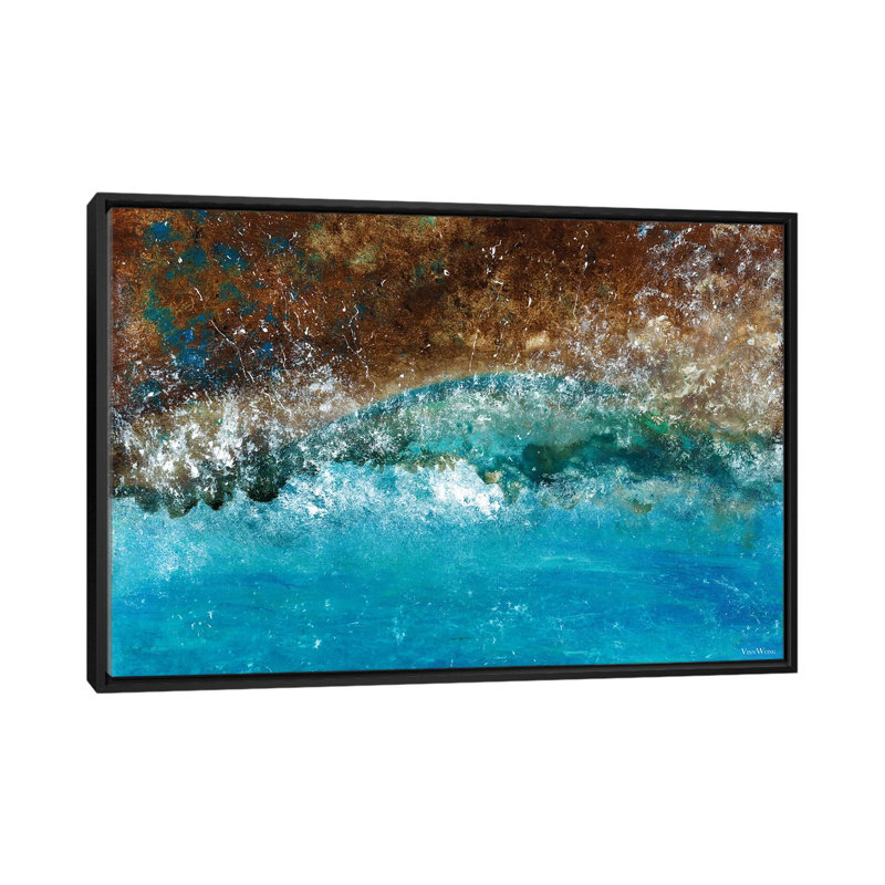 Reproduction d’art sur toile tendue distante shores, H 18 po x l 26 po x P 1,5 po, Toile avec cadre noir, Pas de tapis