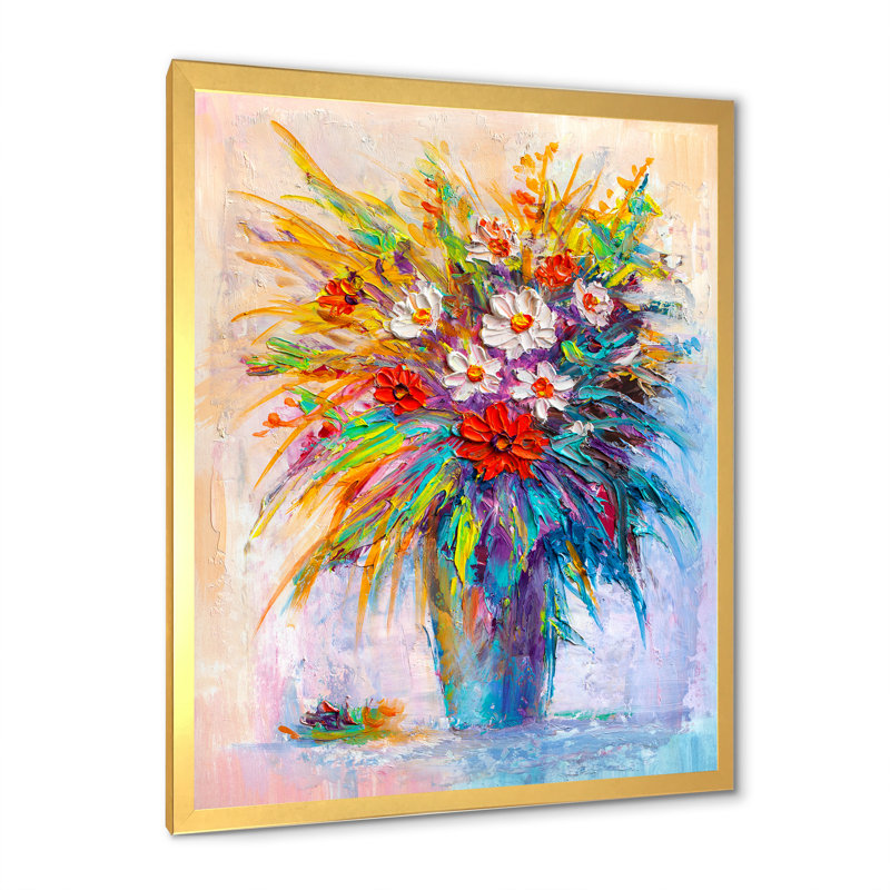 Vase de fleurs Wasay, H 32 po x l 16 po x P 1 po, Cadre photo doré
