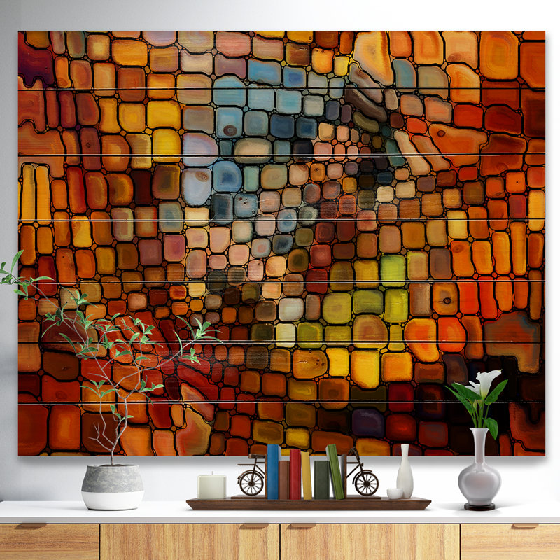 Rêve de vitrail - reproduction d'art, H 30 po x l 40 po x P 1,5 po, Bois