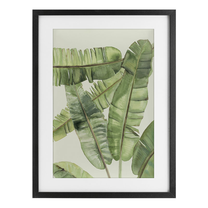 «Banana Leaves», reproduction encadrée sous verre, design par Errico & Slyp, H 20 po x l 14 po, Cadre noir minuit