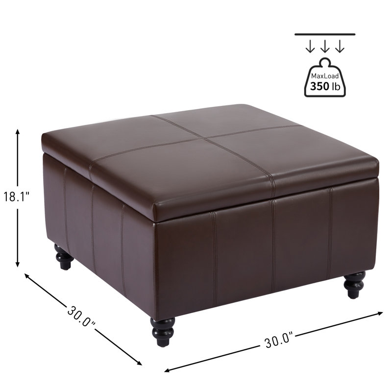 Aimee-Lee Faux Leather Ottoman, Brown