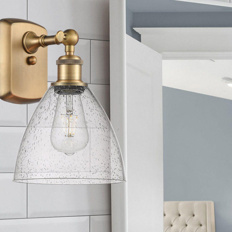Shauna Armed Sconce, No Bulb Included, Brushed Brass