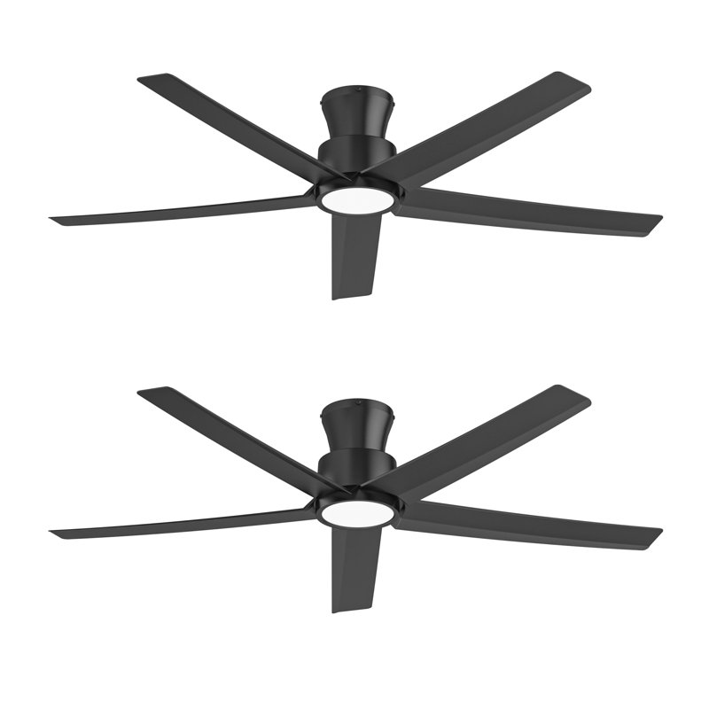 2 ventilateurs de plafond encastrés de 52 pouces avec lumières DEL, Noir, Noir