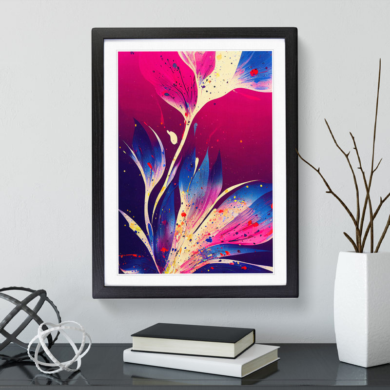 Paint Splat Flower No.1 Abstract - Framed Print, Black Framed, 46cm H x 34cm W x 2cm D