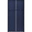 Garde-manger autoportant de style Shaker bleu avec 4 longues poignées, une tablette réglable à 3 niveaux et 8 plateaux coulissants pour les ustensiles de cuisine de 17,6 pouces de profondeur. Portes, plateaux, 2 trousses de basculement